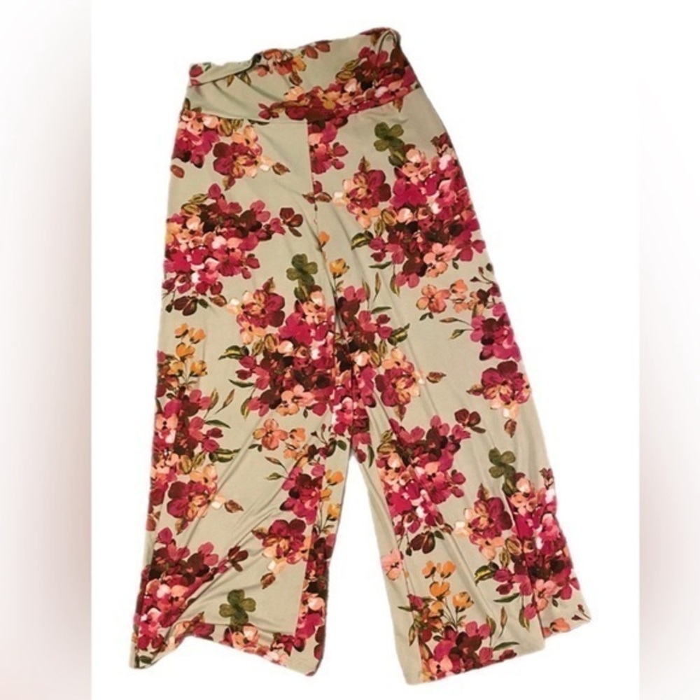 NWOT New Directions Palazzo pants hydrangea floral print women’s size L